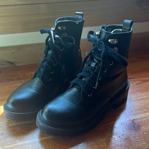 Leather lace up combat boots